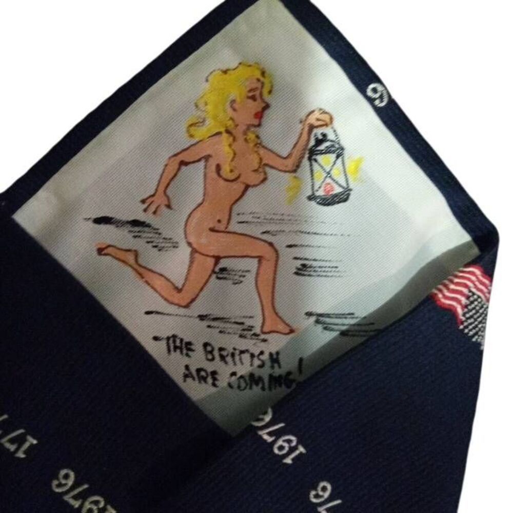 Rare Vintage Bicentennial Nudie Girl Handpainted Tie